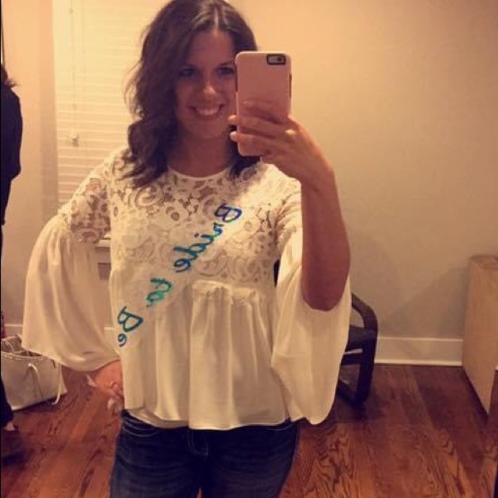 Karen Kane Lace and Chiffon Top
